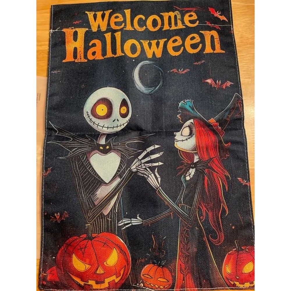 Welcome Halloween Nightmare before Christmas 12”x18” Garden Flag